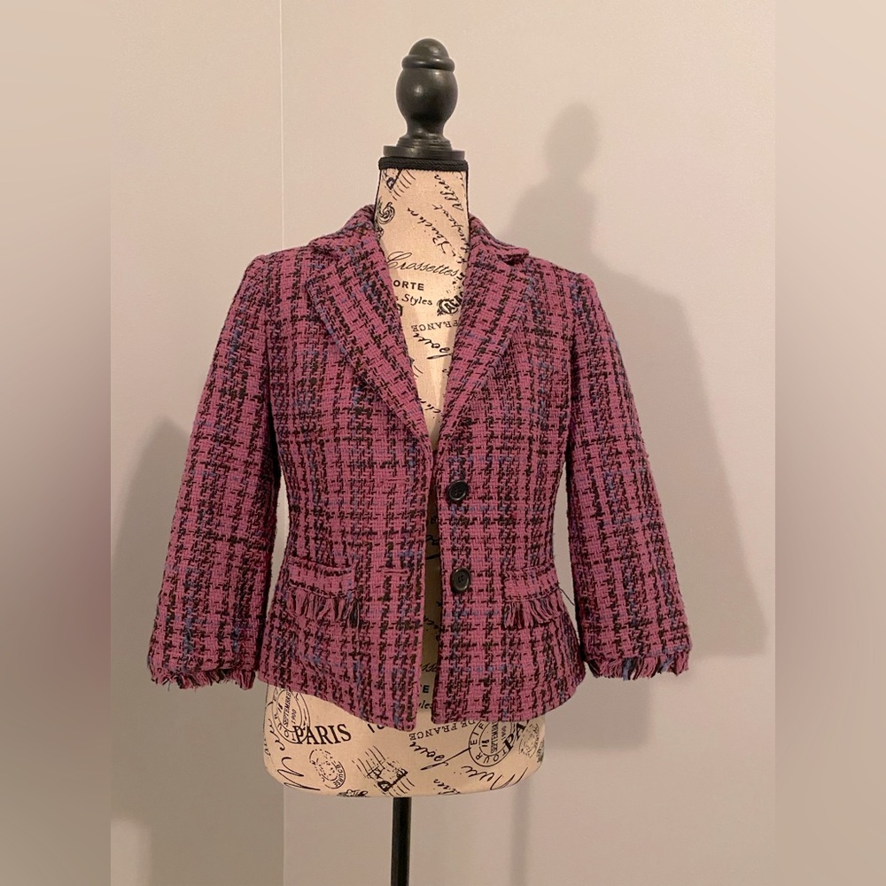 LOFT purple print blazer, sz 4